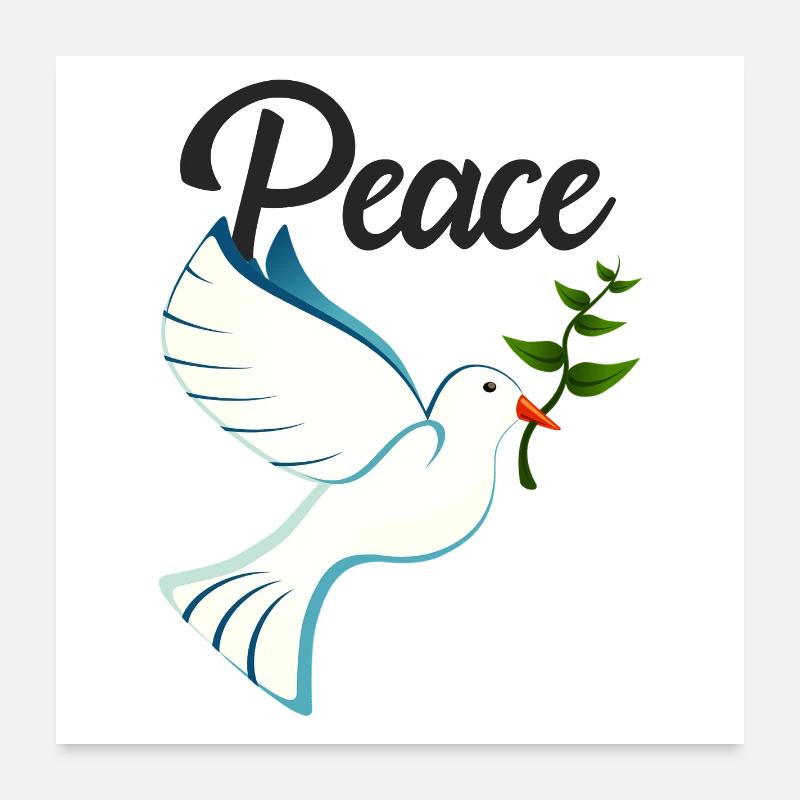 PEACE Friedenstaube - Poster 60x60 cm - Weiß