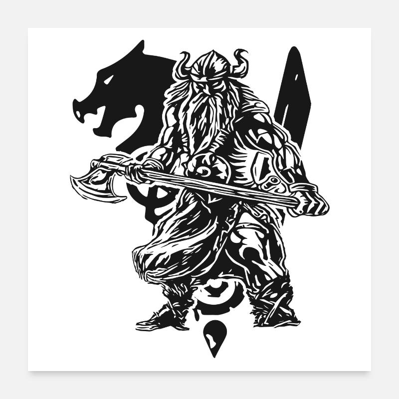 Valhalla - Viking - Viking avec hache Poster 60 x 60 cm