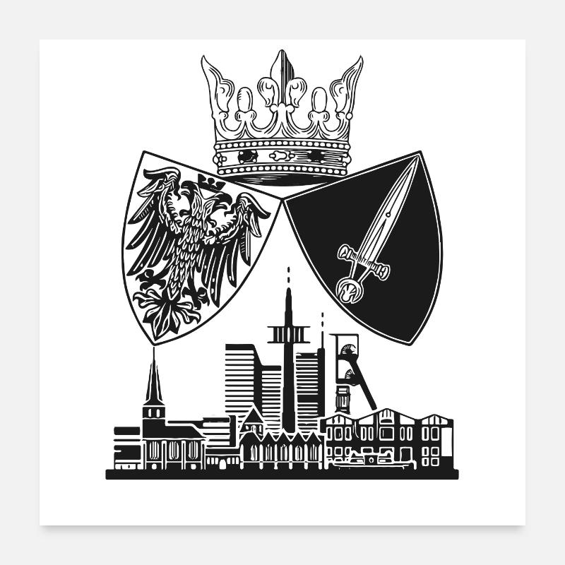 Essen - Skyline - Armoiries Poster 60 x 60 cm