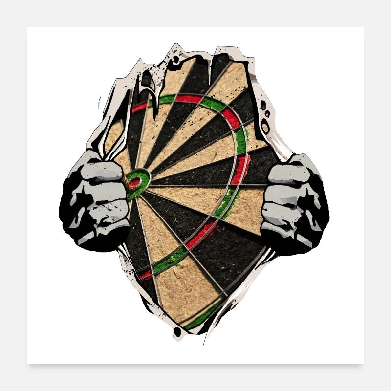 Dart - Dartscheibe unterm Shirt - Poster 60x60 cm - Weiß