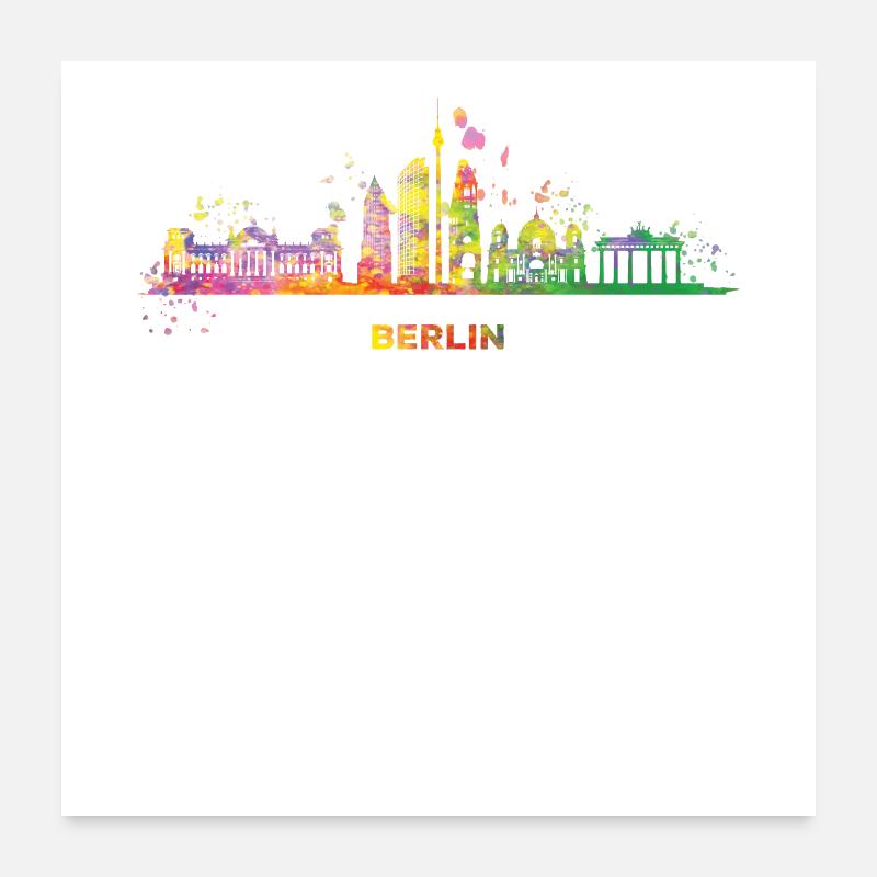 Berlin Skyline Tour de télévision colorée de Berlin Poster 60 x 60 cm
