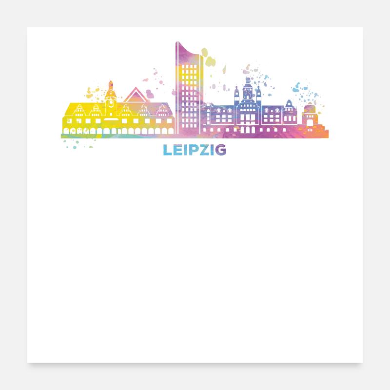 Leipzig Skyline Coloré Leipzig Uniriese Poster 60 x 60 cm