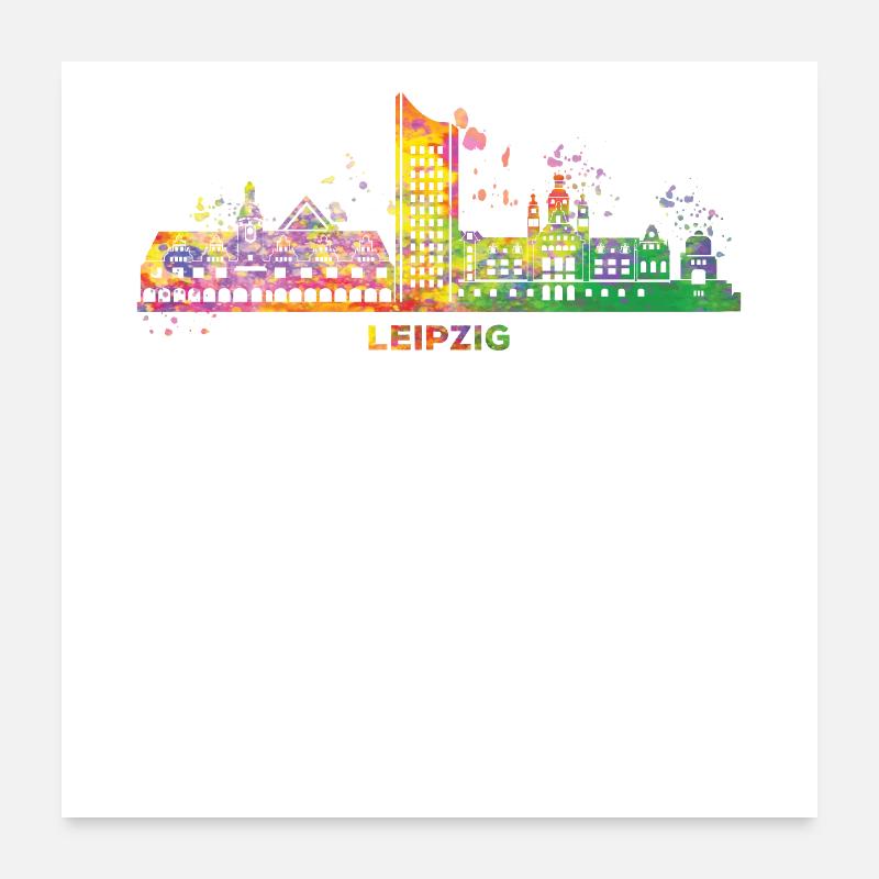 Leipzig Skyline Coloré Leipzig Uniriese Poster 60 x 60 cm