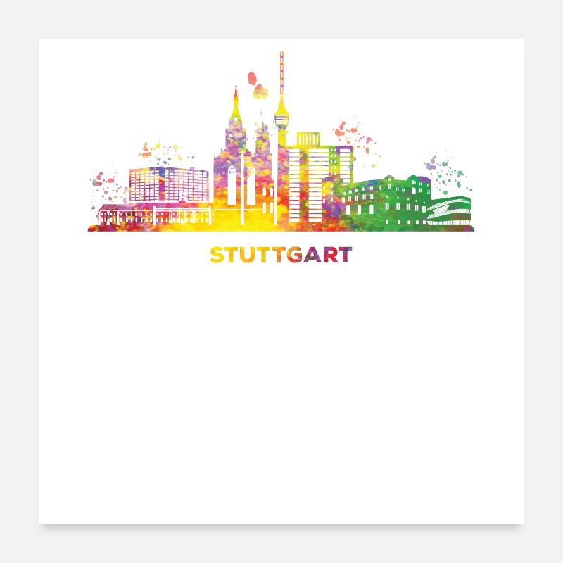 Stuttgart Skyline Colorful Stuttgarter Poster 24" x 24" (60x60 cm)