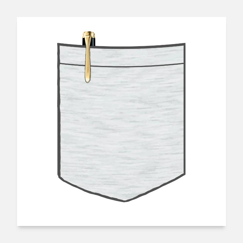 Brusttasche mit Kugelschreiber - Poster 60x60 cm - Weiß