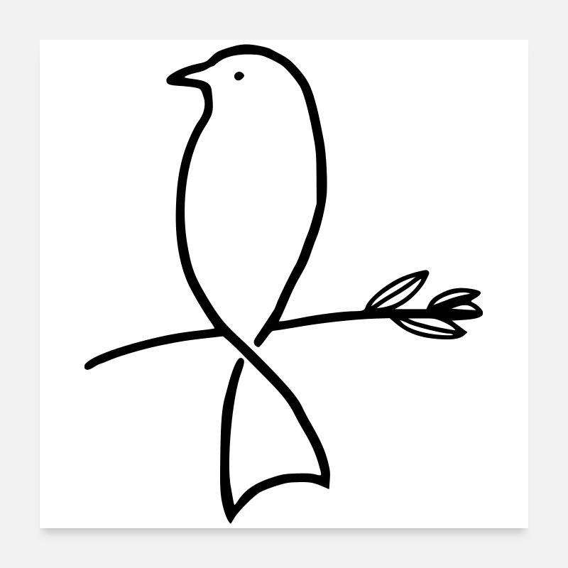 Vogel auf einem Ast Poster 60x60 cm
