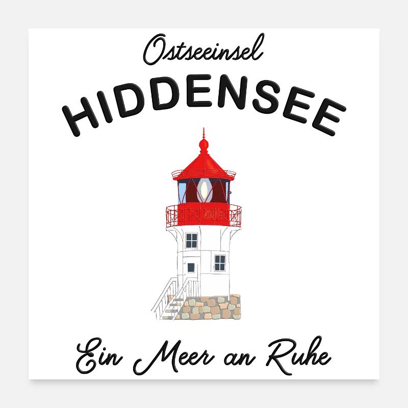 Hiddensee, ein Meer an Ruhe, Leuchtturm Gellen - Poster 60x60 cm - Weiß