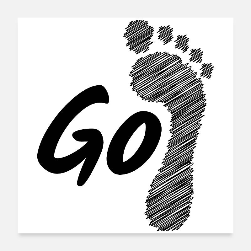 Go barefoot - gehe barfuß - Poster 60x60 cm - Weiß