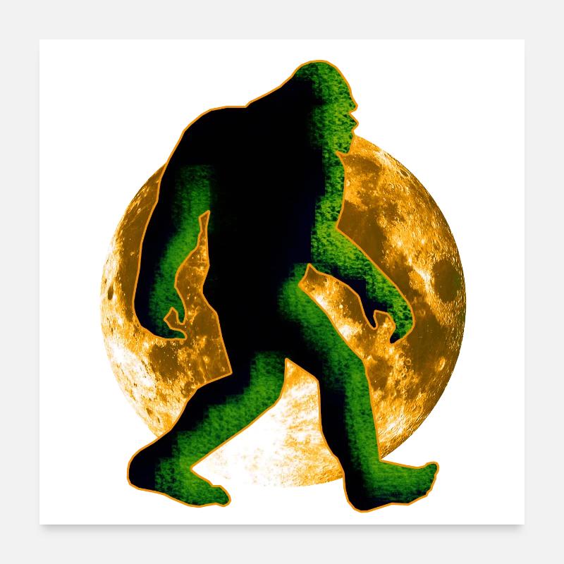 Bigfoot Sasquatch et lune Poster 60 x 60 cm