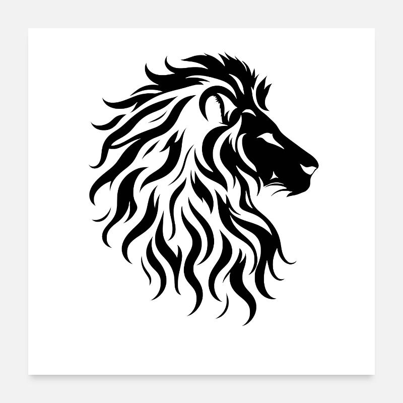 Majestic lion head silhouette Poster 24" x 24" (60x60 cm)