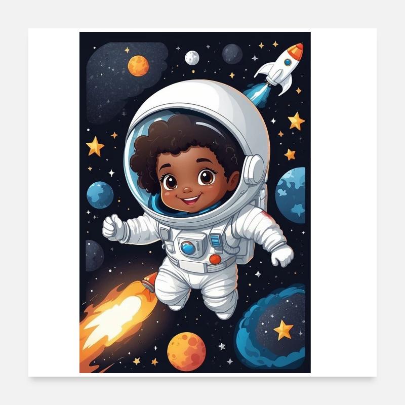 Space child with astronaut suit Poster 24" x 24" (60x60 cm)