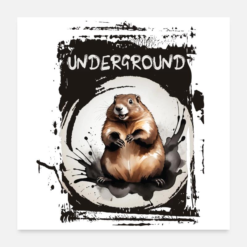 Underground Murmeltier - Poster 60x60 cm - Weiß