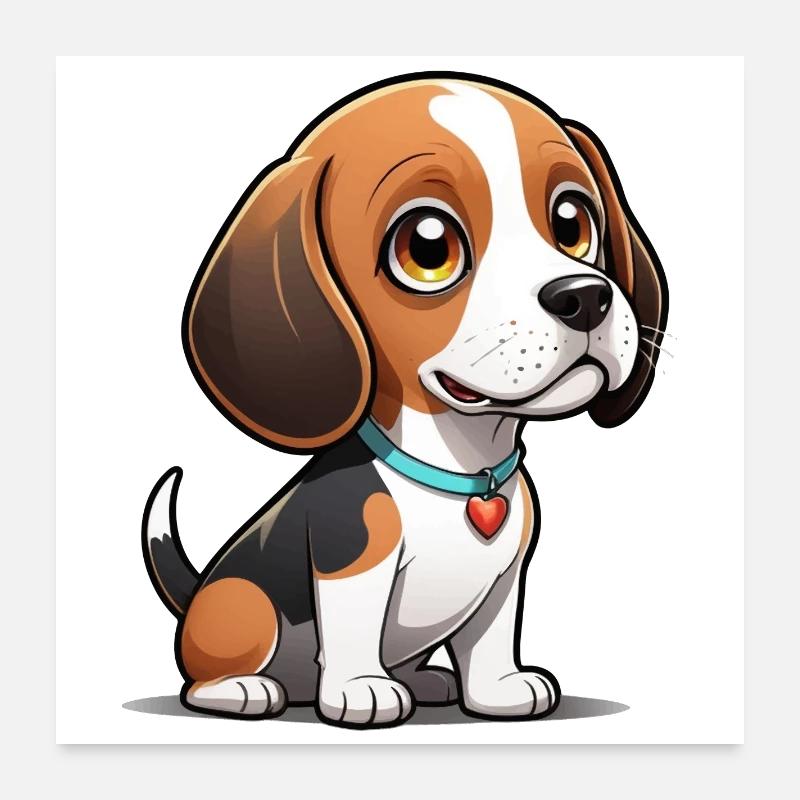 Chiot Beagle Heart Poster 60 x 60 cm