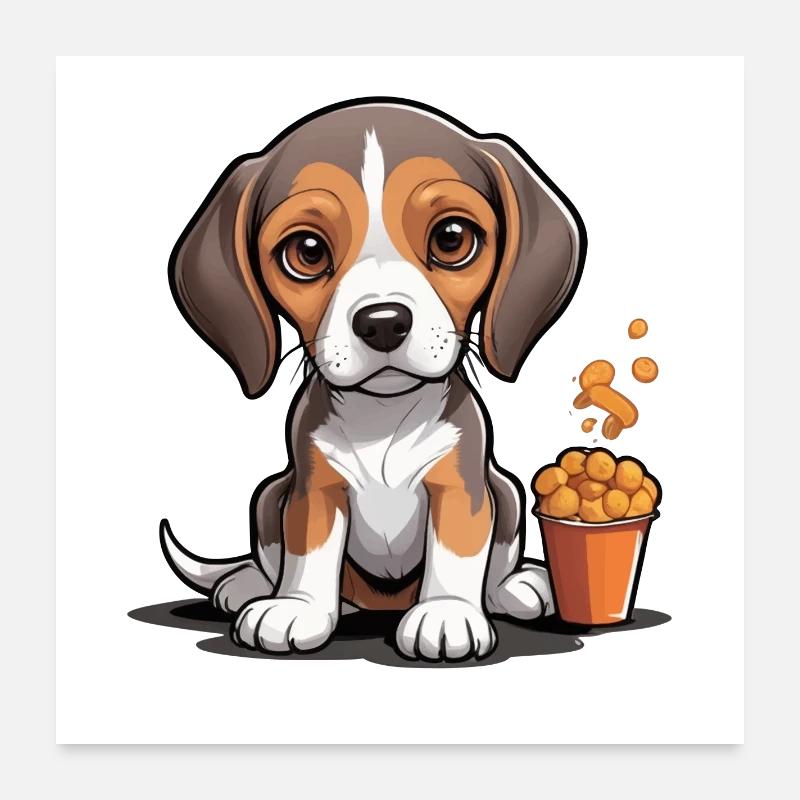 Beagle Snack Time Poster 60x60 cm