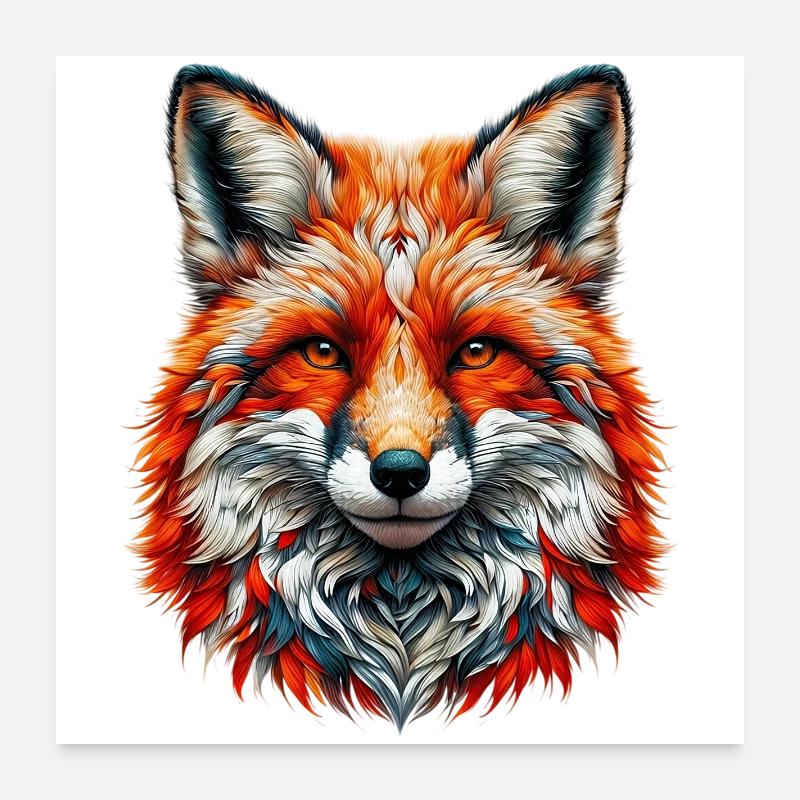 Fuchs - Poster 60x60 cm - Weiß