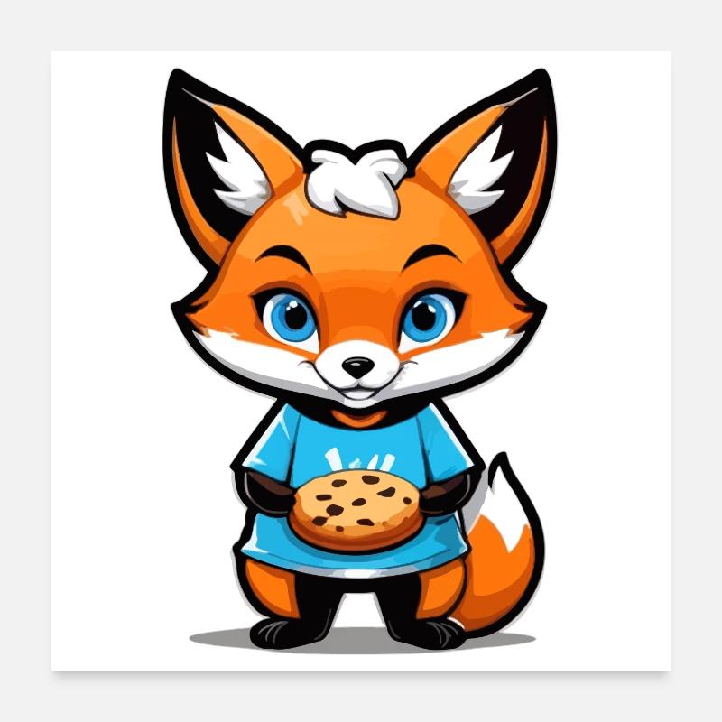 Fox with biscuit in his paws Poster 24" x 24" (60x60 cm)