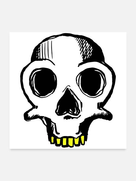 Skull (dreifarbig) - Poster 60x60 cm - Weiß - Vorne