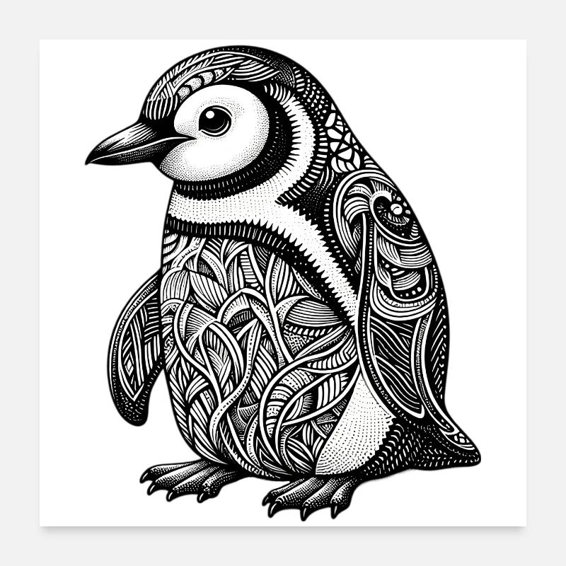 Pinguin - Poster 60x60 cm - Weiß