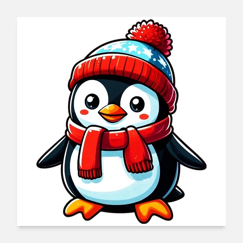 Pinguin - Poster 60x60 cm - Weiß