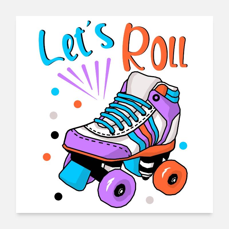 Rollschuh Schlittschuhläufer Poster 60x60 cm
