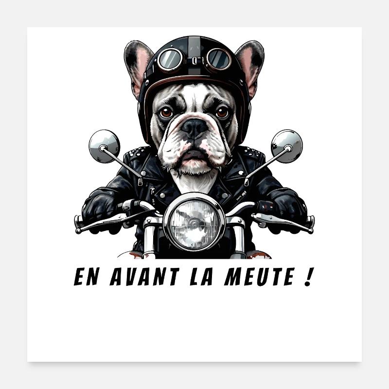 Biker Bulldog: Let's go pack! Poster 24" x 24" (60x60 cm)