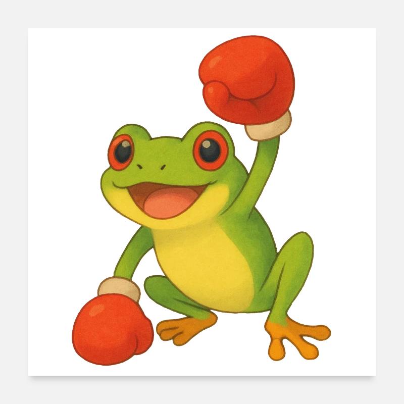 Frosch mit Boxhandschuhen Poster 60x60 cm