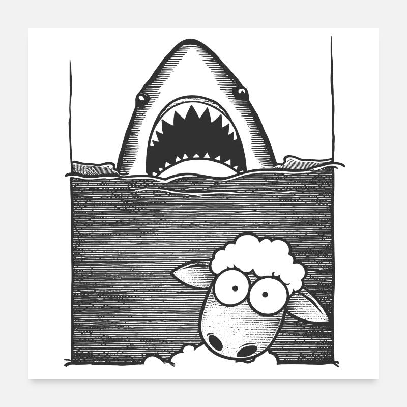 Shark Sheep Poster 60x60 cm