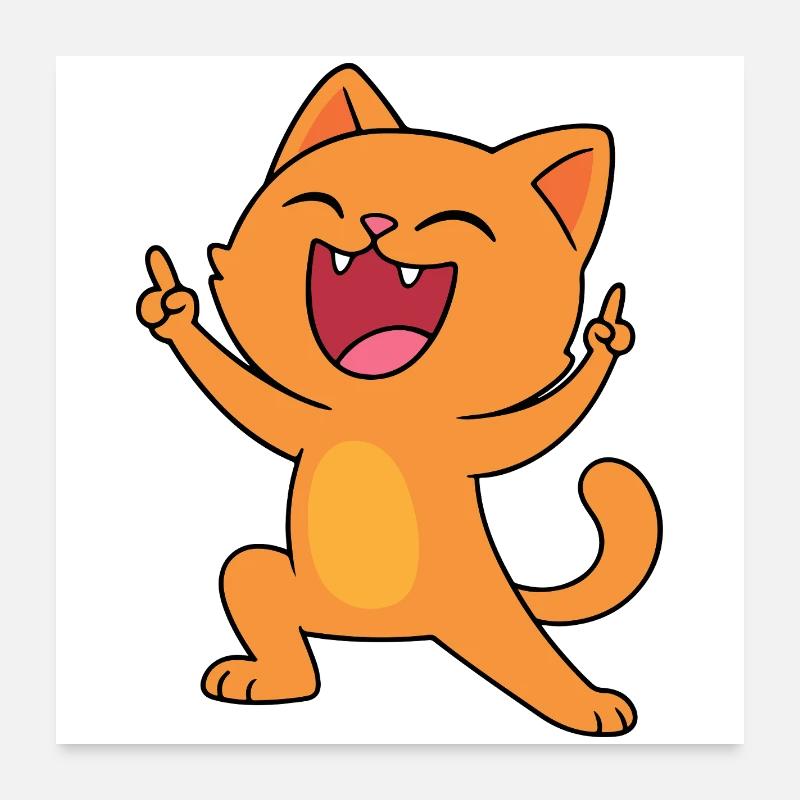 Gute-Laune-Katze Poster 60x60 cm