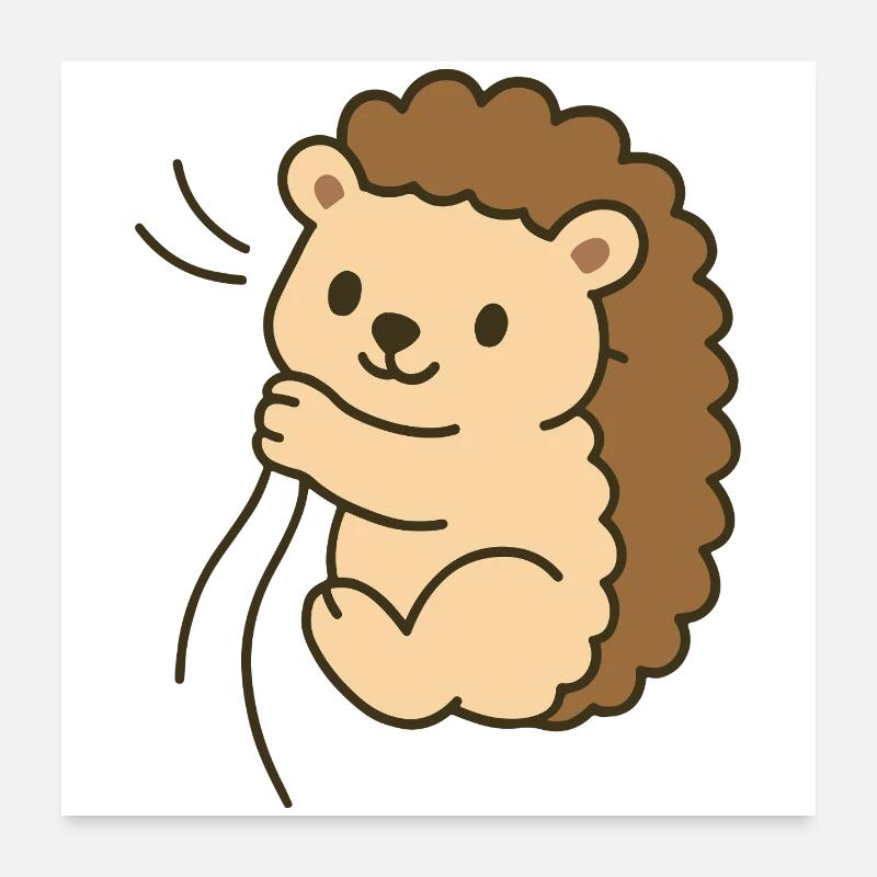 Bébé hérisson câlin Poster 60 x 60 cm
