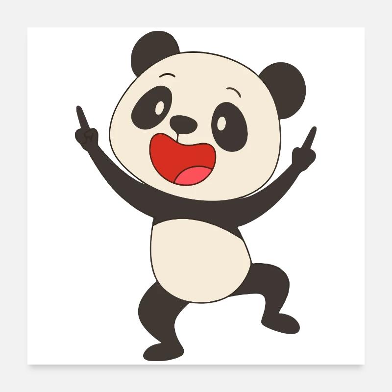 Danse du panda heureux Poster 60 x 60 cm