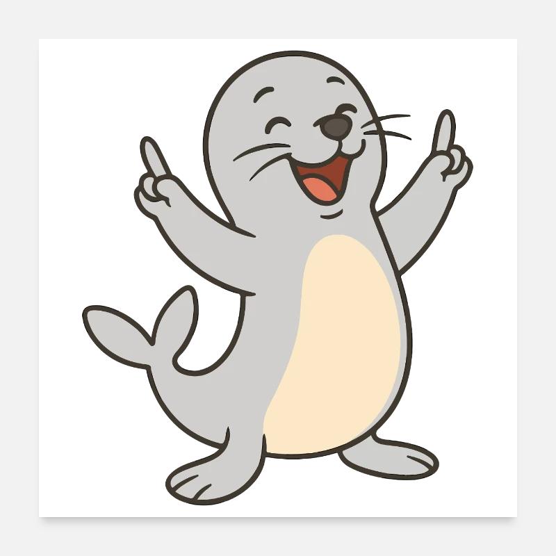 Cheerful seal Poster 24" x 24" (60x60 cm)