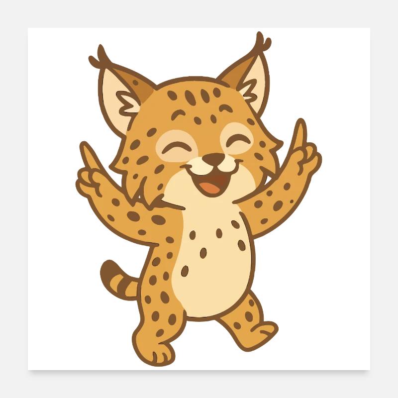 Feiernder Luchs Poster 60x60 cm