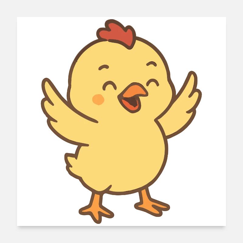 Groove de poussin heureux Poster 60 x 60 cm