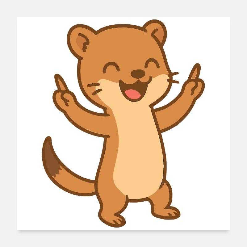 Happy Weasel Bébé Dessin Animé Poster 60 x 60 cm