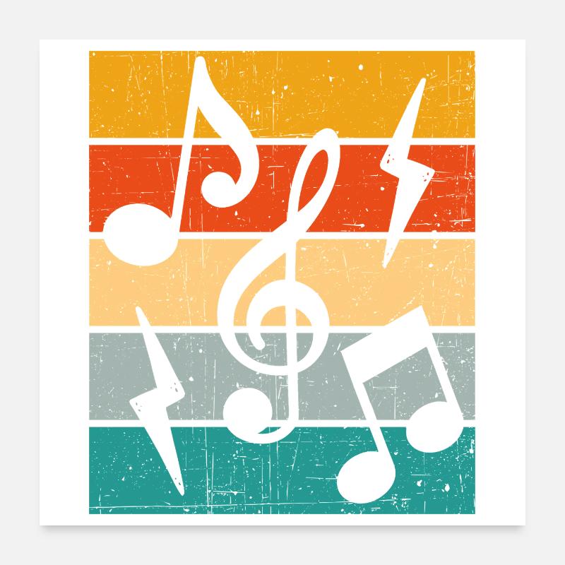 Musiknoten Retro Poster 60x60 cm