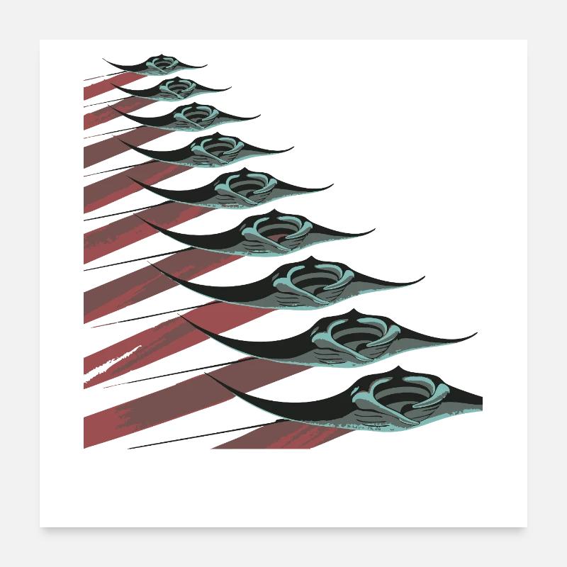 Manta Ray School – Elegant Underwater World Poster 24" x 24" (60x60 cm)
