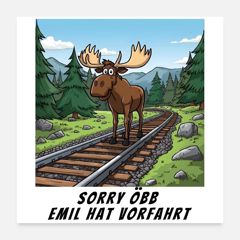 Désolé train - Emil a la priorité ici Poster 60 x 60 cm