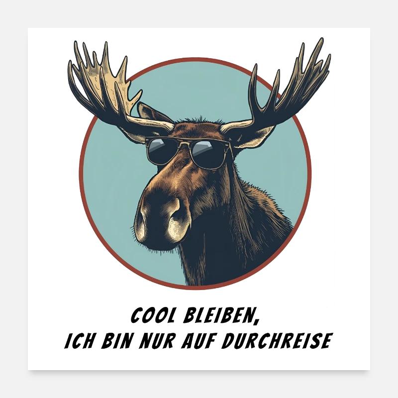 Moose Emil - juste de passage - Poster 60 x 60 cm - blanc