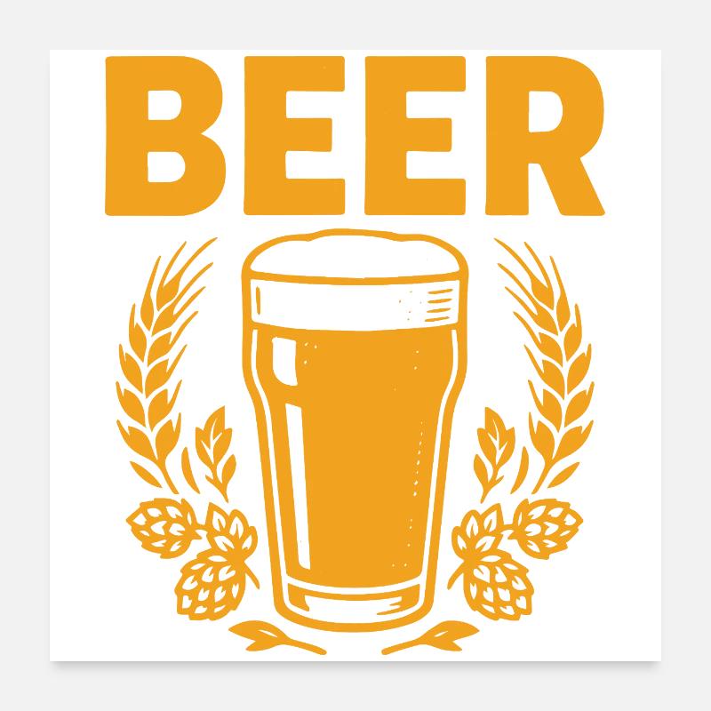 Vintage Beer Glass with Hops Poster 24" x 24" (60x60 cm)