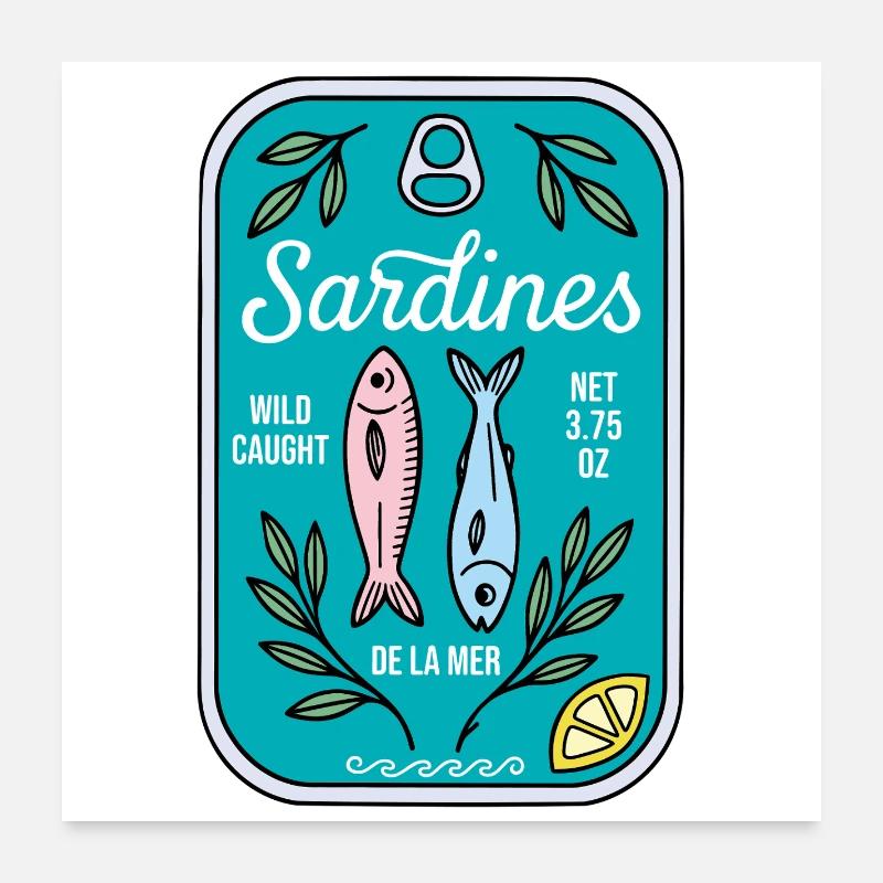 Sardinen - Poster 60x60 cm - Weiß