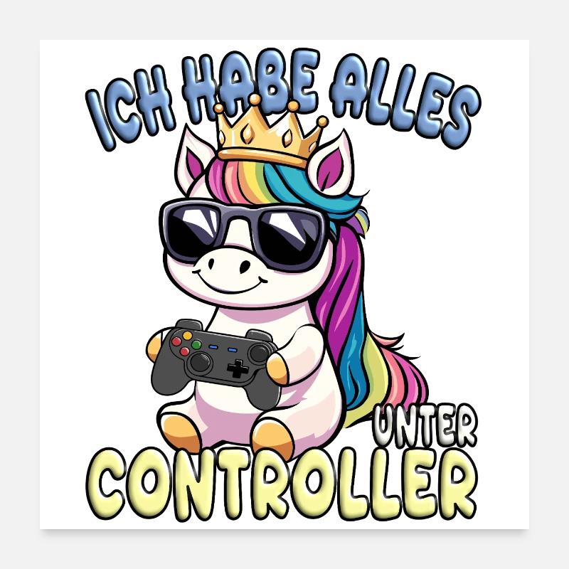 Einhorn Krone controller gaming Poster 60x60 cm