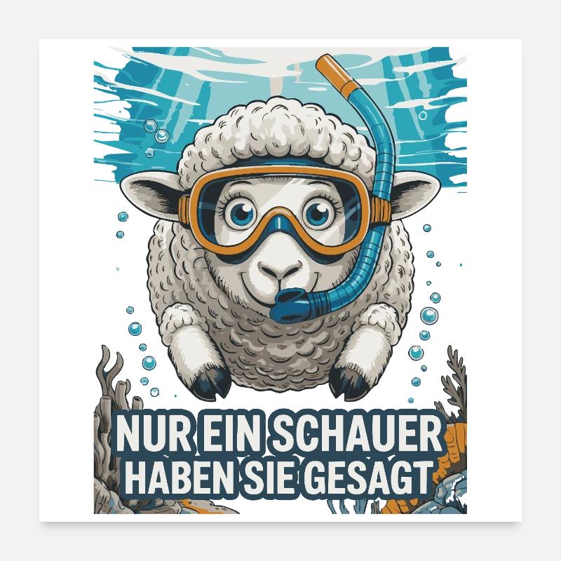Nur ein Schauer – Lustiges Schaf Design Poster 60x60 cm