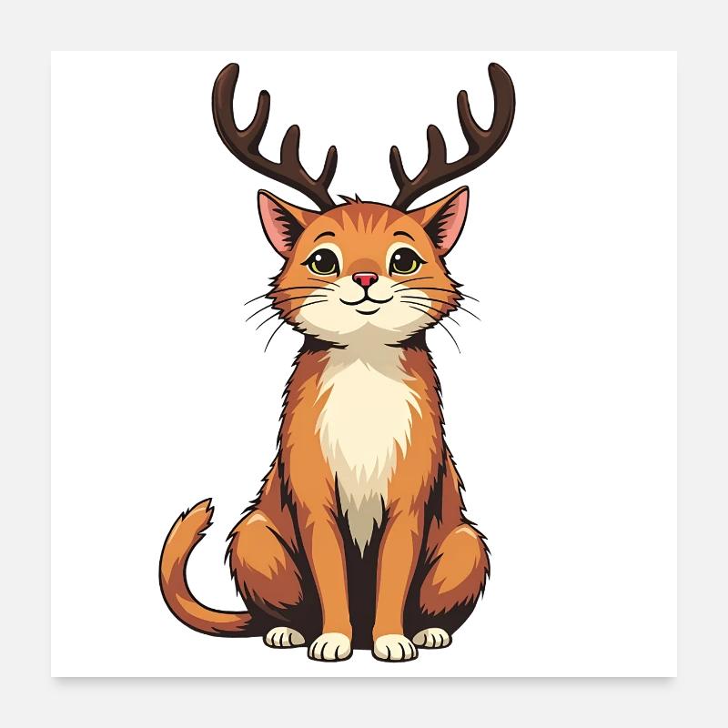 Rentierkatze Poster 60x60 cm
