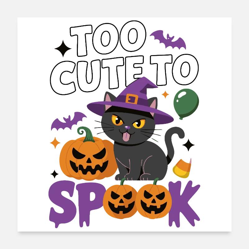 Trop mignon pour être effrayé - Chat sorcière mignon Poster 60 x 60 cm