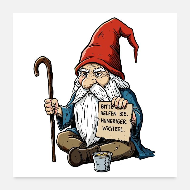 Gnome affamé | Aider, s’il vous plaît Poster 60 x 60 cm