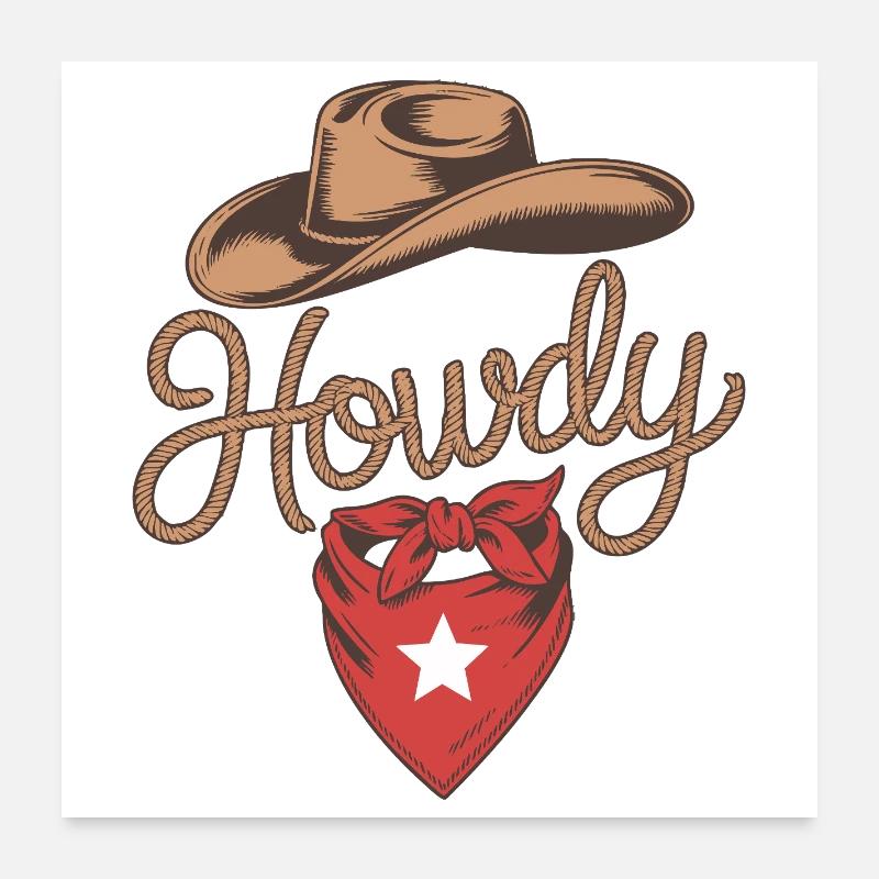 Howdy Cowboy - Conception de corde western Poster 60 x 60 cm