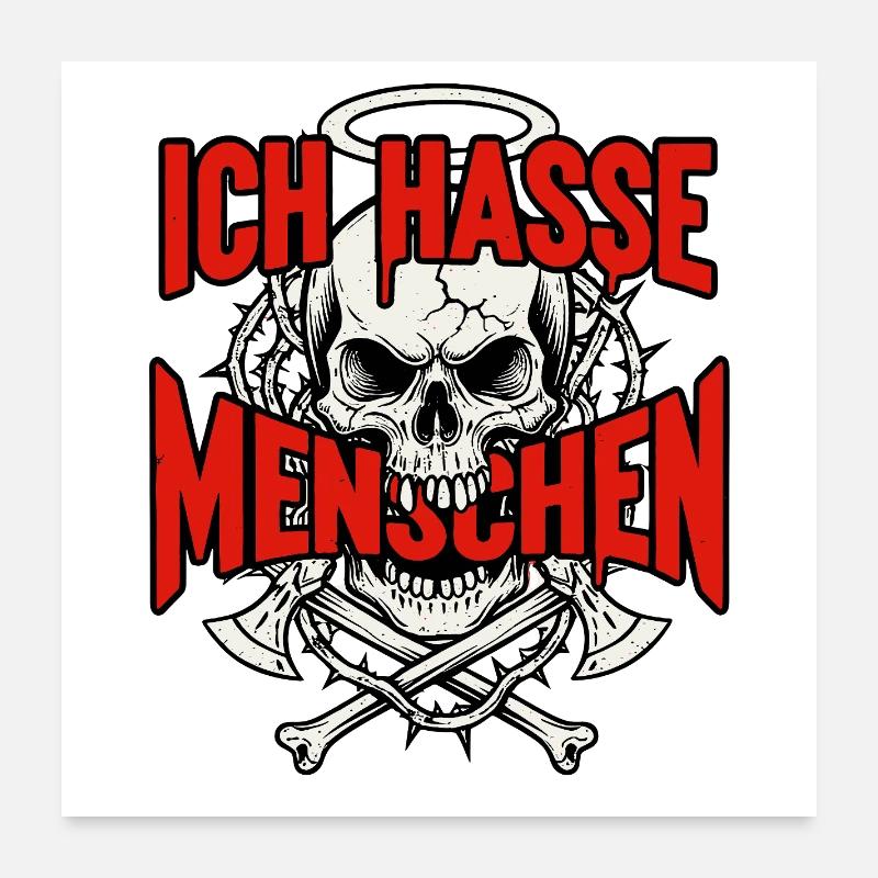 I Hate People Skull Skull Poster 24" x 24" (60x60 cm)