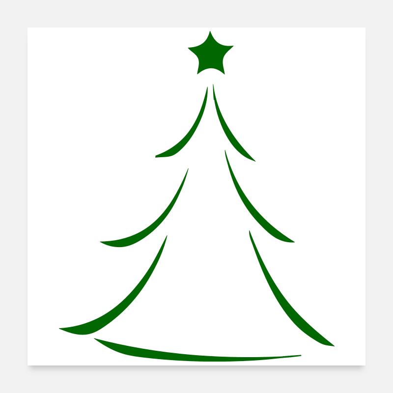 Silhouette minimale de sapin de Noël vert Poster 60 x 60 cm