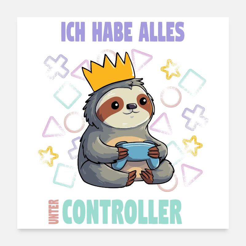 controller sloth gaming Poster 24" x 24" (60x60 cm)