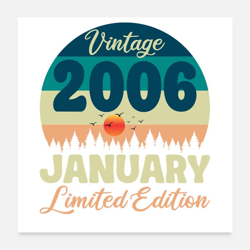 20e Anniversaire 20 ans Janvier 2006 idée Cadeau - Poster 60 x 60 cm - blanc